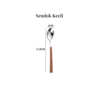 Sendok Makan Tebal Premium Gagang Motif Kayu Stainless Steel Berkualitas / Sendok Garpu Pisau Stainless / Alat Makan MLH   O10