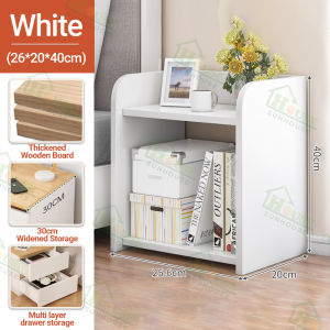 Wooden Bedside Cabinet File Cabinet with Lock&Drawers Modern End Side Table Bed Cabinet for Bedroom Living Room