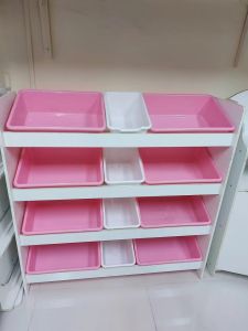 Happy Kiddos #910 White Large wooden toy shelf Toy Organizer Storage Cabinet for kids
