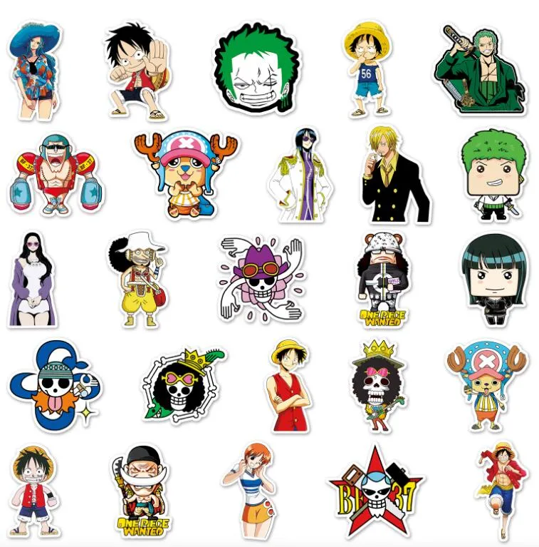 50Pcs ONE PIECE Stickers Anime Luffy Zoro Chopper Cartoon Decals DIY  Skateboard Car Laptop Cool Sticker for Kids Toys