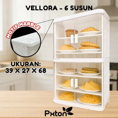 Lemari Makanan Vellora Tertutup Food Cabinet Aesthetic / 3 SUSUN / 6 SUSUN / Rak Serbaguna / Tempat Penyimpanan