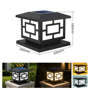 Solar Post Cap Light Outdoor Fence Pillar Light 15cm 20cm Dual Color Temperature LED Cap Lighting Weather Resistant ABS Acrylic Diffuser for Garden Patio Pathway Decor Lamps