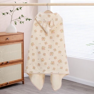 2 In 1 4-layer Cotton Gauze Baby Bath Towel Soft Blanket Quick-drying Boys Girls Hooded Bathrobe 70*140CM