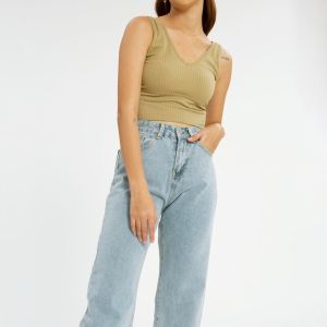 Highwaist Baggy Loose Jeans Celana Jeans Wanita Pinggang Tinggi