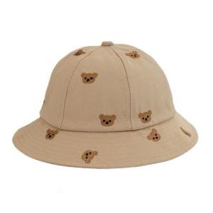 1-2Y Summer Hat For Babys Toddler Fisherman Hat Summer Sunhat Babys Bucket Hat Wide Brim Summer Hat Embroidery Bear Hat