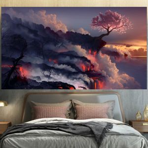 Ready stock sa local warehouseBeautiful Japanese-style therapeutic background fabric. Bedroom decoration fabric wall hanging fabric hanging fabric landscape woven fabric.