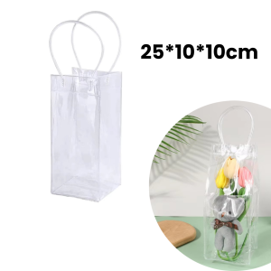 ถุงซานตาคริสต์มาสโปร่งใสบรรจุภัณฑ์พีวีซีของชำร่วยสำหรับแขกของขวัญกระเป๋าถือถุงกระจายสินค้ากล่องลูกอมงานเลี้ยง