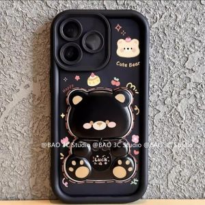 New Phone Case Realme GT 7T 7 Dream Edition GT6 6T Master Edition Hot Cartoon Fashion Trendy Anti-shock Soft Casing with Cute Bear Mirror 360° Rotation Bracket 2025
