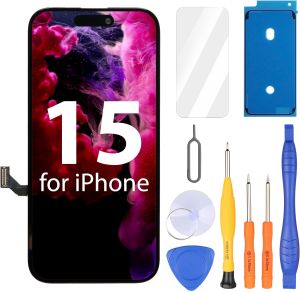 Ayake for iPhone 15 Screen Replacement 6.1 inch FHD LCD Display and Touch Digitizer Screen Face ID Remains True Tone Programmable(for A2846 A3089 A3090 A3092)