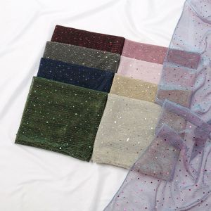 INNEED 155×70cm Sequin Scarf Breathable Thin Transparent Hijab Shawl Elegant Lightweight Woman Turban for Women