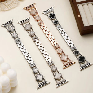 Diamond Four-leaf Clover Metal Strap For Apple Watch Ultra 3 2 Series 11 10 9 8 7 6 5 4 SE 3 Women Band Bracelet 49mm 46mm 42mm 45mm 41mm 44mm 40mm 38mm