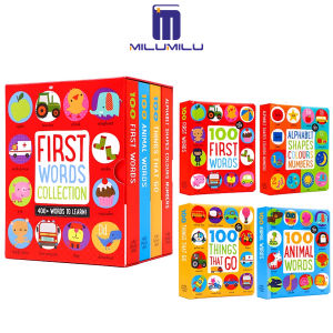 4Pcs 100 first words/100 animal words/color and shapes/things that go Board book