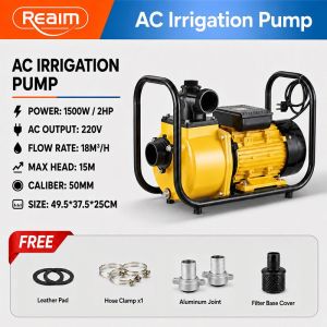 REAIM 2HP AC Irrigation Water Pump 220V Heavy Duty High Flow 15m Max Head for Farm Crop Irrigation and Outdoor Water Transfer