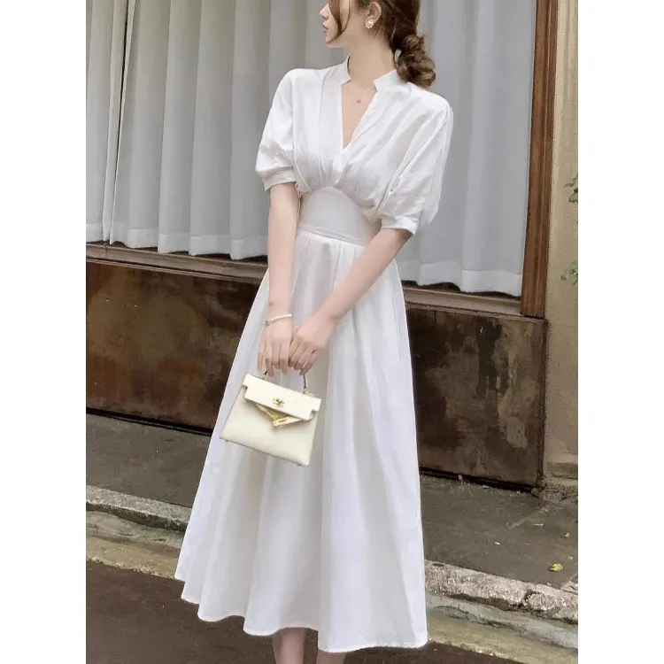 Simple white long on sale dress