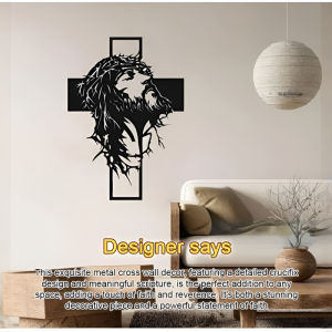Jesus Cross Metal Wall Decor Religious Christian Home Art Durable Rustproof Wall Hanging Ornament Gift Idea