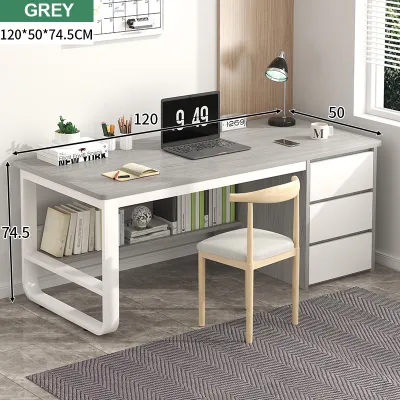 JIAJU-Office Computer Table Drawers Writing Student Study Desk Modern Home Office Table Bedroom Wooden Komputer Multifunction Komputer Meja Belajar