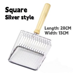 Cat Litter Scoop Metal Stainless Steel Scooper Non Stick Easy Cleaner Cat Litter Shovel with Wooden Handle Portable Pet Toilet Sand Scoop Kitty Poop Scooper Durable