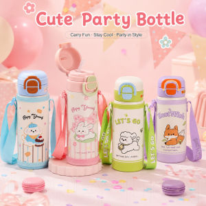 HoneyLion - 316 Stainless Steel Kids Tumbler 500ml Insulated Water Bottle 2-Way Drinking Straw Direct Sip Leakproof BPA Free Cup with Case