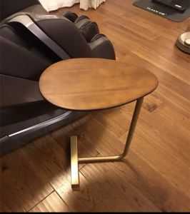Elegant Oval Wooden Side Table with Gold Metal Legs for Sofa and Bedside Space-Saving Modern Design
