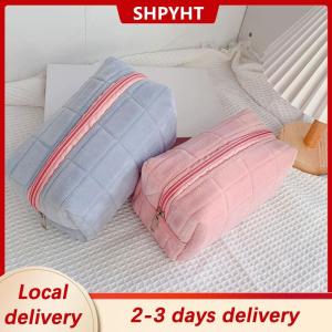 [COD] SHPYHT Local delivery Ship within 24 hours Cute Fur Makeup Bag For Women Zipper Large Solid Color Cosmetic Bag Travel Make Up Toiletry Bag Washing Pouch Plush Pen Pouch