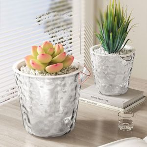 FULUPUGANG 2pcs Thicken Self Sucking Water Splash Pot Durable Transparent Flower Vase Bonsai Decor Automatic Flower Pot Water Cultivation Plant