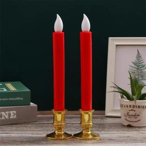 2Pcs Red Church LED CandleFlameless Flickering Pillar Candle LightBattery Operated Christmas Dinner CandleChristmas Decor
