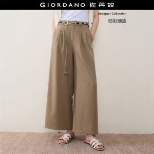 GIORDANO Women Casual Pants Linen Elastic Waist Casual Pants Casual Stylish Trendy Elegant Comfortable Fashion 18416310