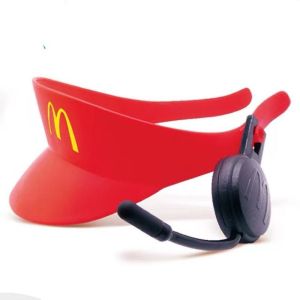 BENEDICT ที่บังแดด หมวกแมคโดนัลด์สีแดง Gags ของเล่น เซลฟี่ หมวกวอล์คกี้ทอล์คกี้ ปาร์ตี้ซัพพลาย สีแดงเเดง หมวกแมคโดนัลด์ หมวกไมโครโฟนแคชเชียร์