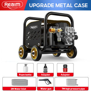 REAIM Portable Pressure Washer Heavy Duty 1500W Car Washer High Pressure Portable Washing Machine Portable Motorcycle High Pressure Car Washing Machine Pressure Car Washing Machine Portable Equipment Pressure Cleaning machine Free Luxury Accessories
