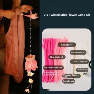 DECALE Luminous Bellflower Lantern Glowing Handmade Muguet Flower Lamp Chinese Lantern Chenille Stems Handheld Light Mid-Autumn Festival