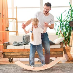 Balance Board Kids Toy Board Educational Toy Yoga Gym Fitness Training Wooden Wobble board Children Learning Balance