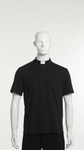 XinNgo Clergy Clerical T-shirt for Priests Shirt Minister Bishops Preacher Priest Tops with Tab Collar Short Sleeve For Clergy