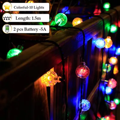 Globe String Lights Battery Operated& US plug Water Proof 4.9ft 10 LED / 10ft 20 LED / 20ft 40 LED Crystal Ball String Lights Indoor Outdoor LED Fairy Lights for Home Christmas Party Patio (Warm White / colorful)