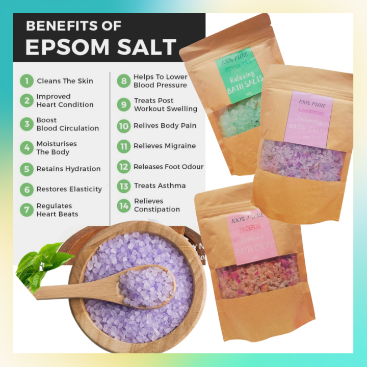 Epsom Salt for Soaking / Treats Almoranas / Relieves Body Pain / Boost