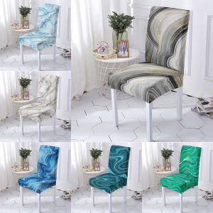 OEING Geometric Pattern Chair Cover Dining Room Elastic Chair Slipcover Spandex Marble Seat Cover for Kitchen Banquet Seat Case Cushion Cover