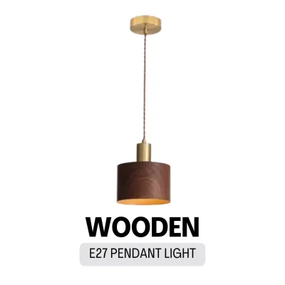 Wooden Print Japanese Design E27 Pendant Light GSE