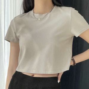 EasyB | Women Solid Color Round Neck Plain Tee | Soft & Breathable Slim Fit Short Sleeve Top