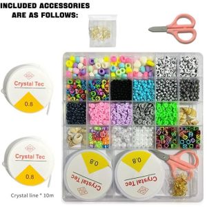 Bracelet Kit Complete Set for Kids Diy Bracelet Set DIY Acrylic Letter Beads Set Fashion DIY Accessory Bag Bracelets Jewelry Making And Crafts Stationery Craft & Gift Cards Art Supplies Beads