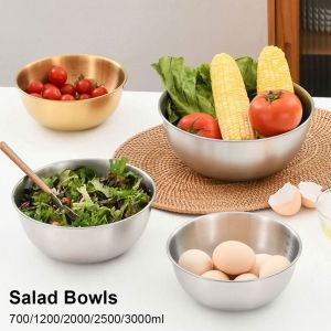 SHIRUI 1Pcs Stainless Steel Salad Bowls 17/19/23/25/27cm Fruit Vegetable Noodle Container Mixing Bowls Durable with Scale Egg Flour Mixing Basin Baking Tool