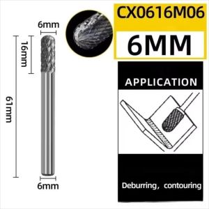 DYT Precision Rotary File Burr Ball Nose Shape Single Cut Milling Cutter Bit Durable 1/4 Shank Size Rotary Burr Set for Metal Grinding