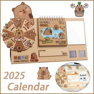 PELLETIZING Thick Paper Capybara 2024-2025 Calendar Schedule White Board Chiikawa Wheel  Calendar Cute Yearly Agenda Little Pony Desk Monthly Calendar Desk Stationery Supplies