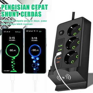 READY Taffware Stop Kontak USB Type C EU Plug Wireless Charging 2500W QL 1080U