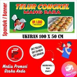Spanduk Telor Congkel / Banner Telur Congkel / Spanduk Telor Congkel Ukuran 100 x 50 cm