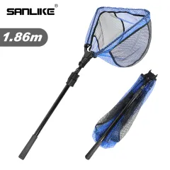 SANLIKE Fishing Net 1M/2M Collapsible Telescopic Pole Fishing Net Carbon  Tube - Folding Extend Rubber Coated Freshwater Saltwater Landing Net for Trout  Bass Steelhead Salmon