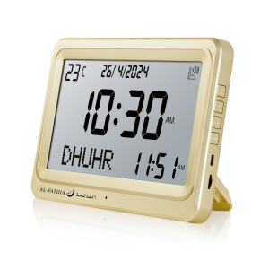 LCD Azan Time Clock Double Speaker Designs Portable Islamic Prayer Alarm Clock ABS Clock for Believe prayer & Alarms