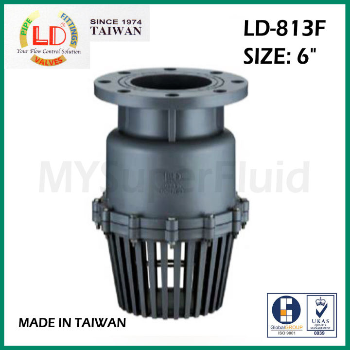LD PVC Swing Foot Valve With 'JIS 10K Flanged' Ends (150mm x 6