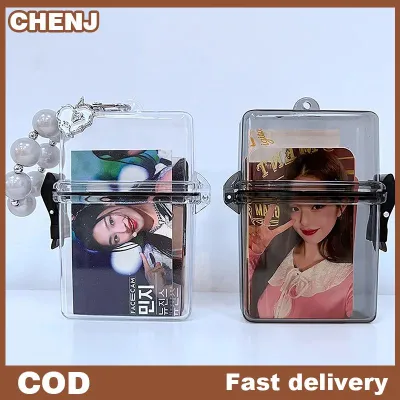 CHENJ 3 inch lưu trữ trong suốt Hộp giữ photocard với dây không thấm nước trường hợp thẻ ngoài trời vuông chống bụi hộp lưu trữ ảnh hộp