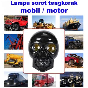 lampu sorot universal tahan air led lampu laser kabut depan 12V putih 50W motor mobil desain tengkorak Fog Lamp Waterproof Car Motorcycle