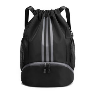 3 stripes Water Proof Light Weight Draw String Drawstring Sackpack Gymsack Backpack Bag for Travel School Sports Gym