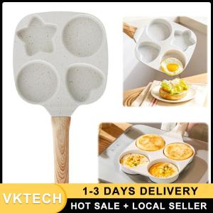 Family-Size 4-Cup Divided Omelet Pan with Medical Stone Surface Non-Stick Coating Thickened Skillet for Daily Cooking